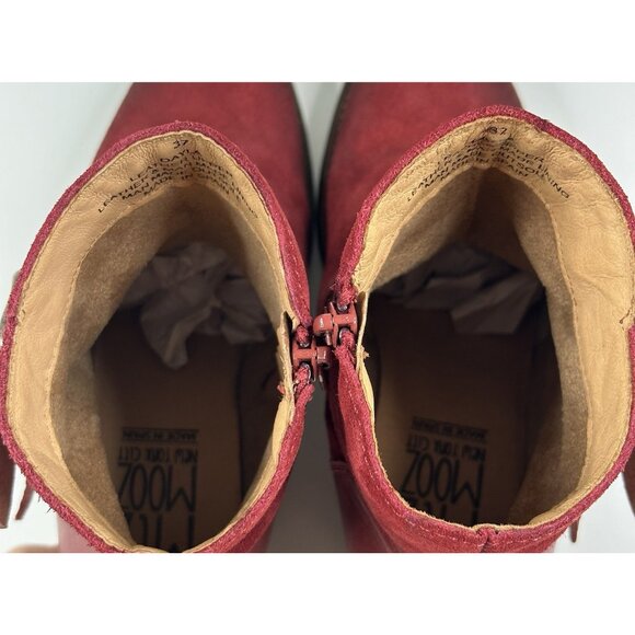 Miz Mooz Dayla Merlot Suede Ankle Boots Leather Straps Buckles Women's 37/6.5-7 - Picture 9 of 12